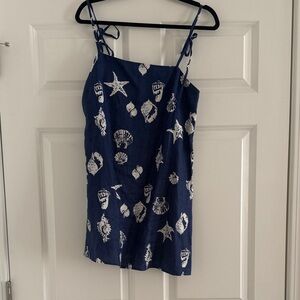 Reformation Navy Blue Seashell Print Dress